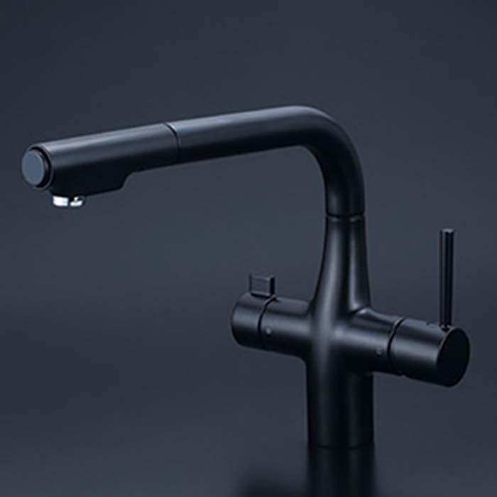 KVK KM6121SCECM5 ビルトイン浄水器用シングルシャワー付混合栓(eレバー)マットブラック(代引不可)