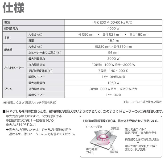 (送料無料)パナソニック KZ-KB21E IHクッキングヒーター 据置タイプ 2口IH 鉄・ステンレス対応 60cm幅 単相200V フル天面操作 Panasonic｜rakurakumarket｜05