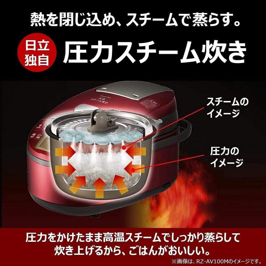 日立 RZ-AX10M-R 圧力スチームIH炊飯器 5.5合炊き メタリック