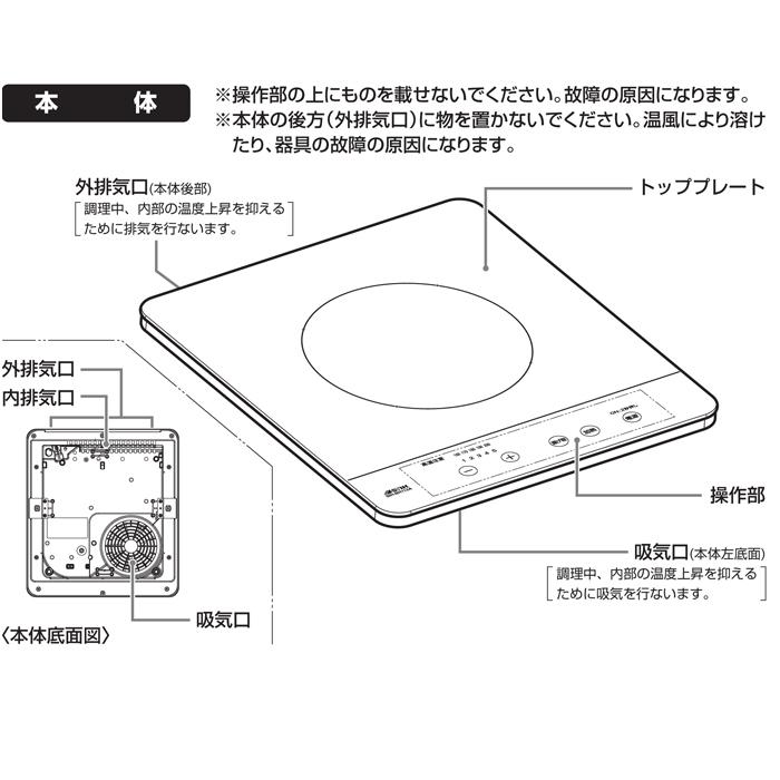 三化工業 SIH-BH113A IHクッキングヒーター ビルトイン1口 上面 三化工業 SIH-BH113A IHクッキングヒーター ビルトイン1口 上面