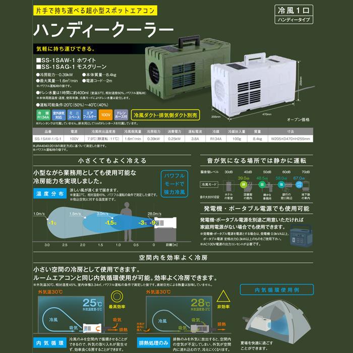 【美品】スイデン ハンディークーラー 小型スポットエアコン SS-1SAW-1 超小型スポットエアコン ハンディークーラー | スイデン