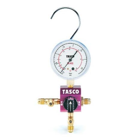 タスコ TASCO TA123CV-1 ボールバルブ式シングルゲージマニホールドキット バルブ付チャージホース仕様