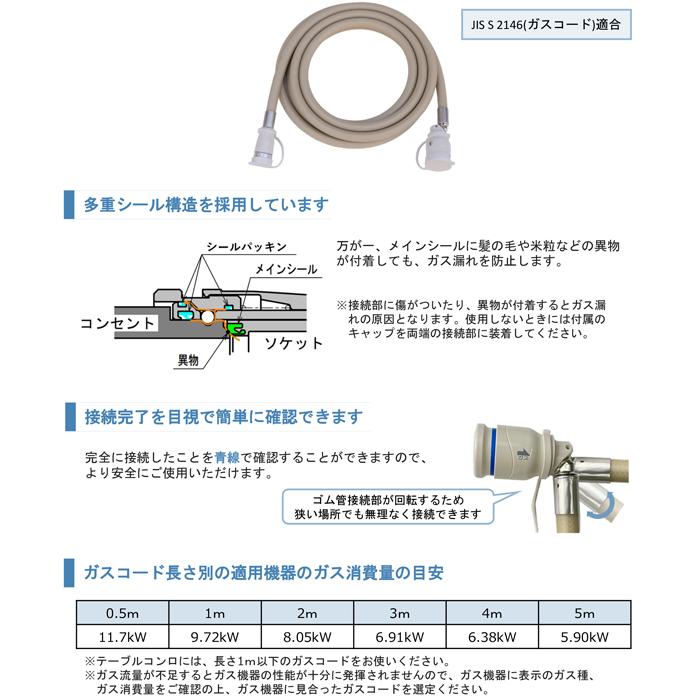 十川ゴム ガスコード 3.0m 都市ガス(13A)・プロパンガス(LP)兼用 多重シール構造 ガスホース ガス機器の接続用 TOGAWA｜rakurakumarket｜02