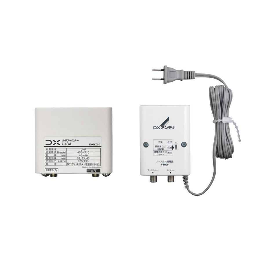 DXアンテナ U43A UHFブースター 33dB/43dB共用形 BU433D1相当品 : 住設