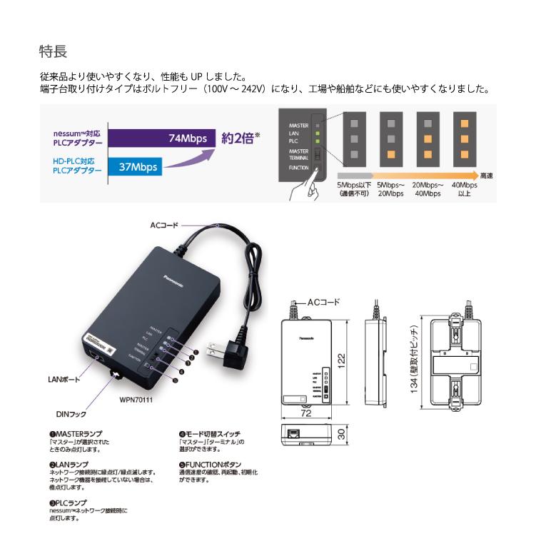 パナソニック WPN71131 nessum対応 PLCアダプター 端子台取り付けタイプ 屋外用(ボックス内設置) AC100V/242V Panasonic_5