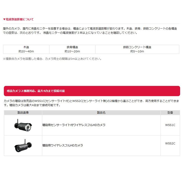 DXアンテナ WSS10M1CL センサーライト付ワイヤレスフルHDカメラ＆10inchモニターセット WSSシリーズ 防犯カメラ ブラック DXデルカテック_2