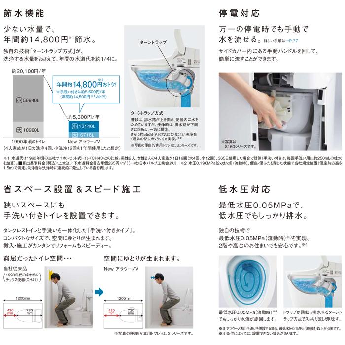 パナソニック NewアラウーノV XCH3013WS 床排水標準タイプ 手洗いなし 節水キレイ洗浄 V専用トワレ新S3 ホワイト Panasonic｜rakurakumarket｜05