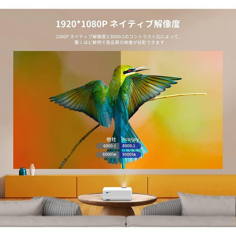 プロジェクター 小型 WiFi 1080PフルHD 9500LM - 5GWiFi Bluetooth5.1