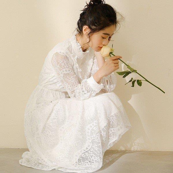 後払い手数料無料 細身 韓国風 マキシワンピ レースワンピース 長袖ワンピース 白 ドレス 夏 ワンピース レディース 切替 代30代40代 S M L パーティー 発表会 結婚式 お嬢様 ワンピース サイズ L Medihol Hu