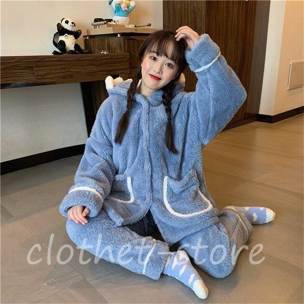 3色レディース パジャマ ルームウェア 暖かい サメ柄 フード付き もこもこ防寒 ふわふわ部屋着 ナイトウェア 上下2点セット 冬物 可愛い Rakurakusyouzi Sy 楽楽商事ヤフーショップ 通販 Yahoo ショッピング