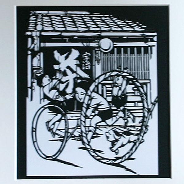 ✴︎ ご予約品 ✴︎　　イラスト　色紙 色紙（切り絵）【輪回し】 : 洛齊コレクション - 通販 - Yahoo