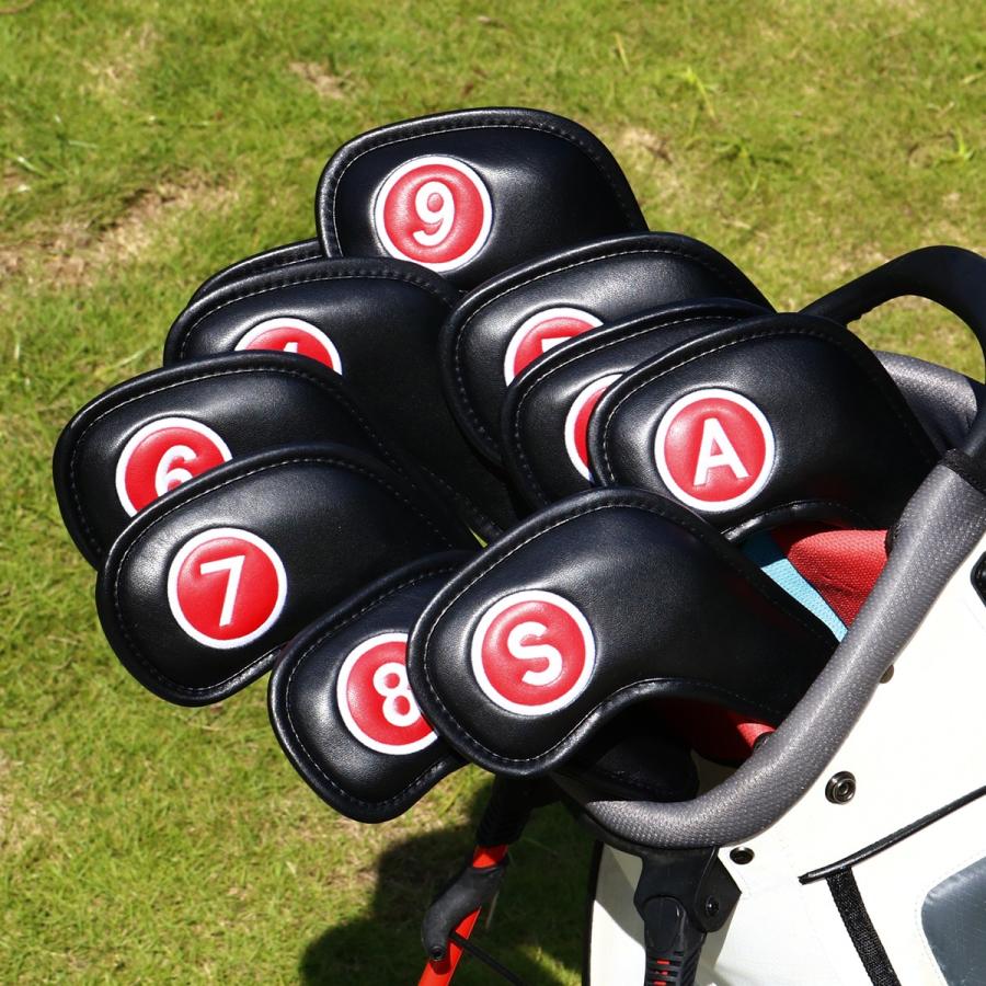 CRAFTSMAN クラフトマン　ゴルフアイアンカバー　ヘッドカバー　IRON用　10枚入りセット マグネット式　おしゃれ　保護ケース　シンプルシリーズ