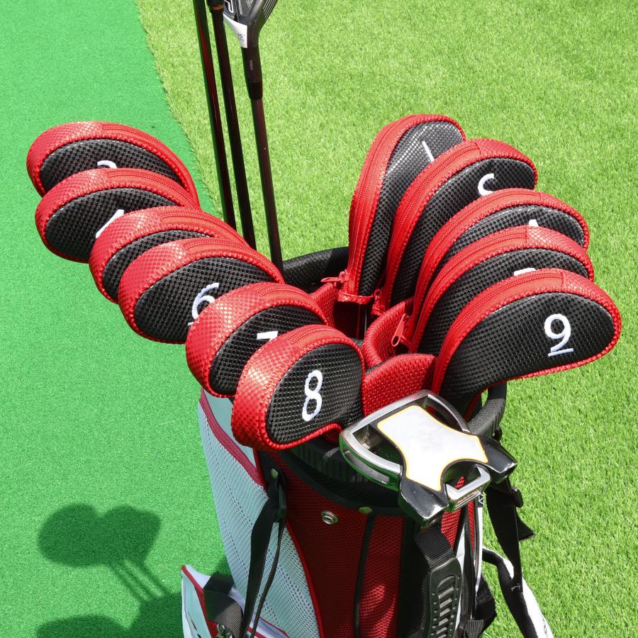 ゴルフ アイアン ヘッドカバー 両面番号刺繍 左右手通用 ゴルフクラブ