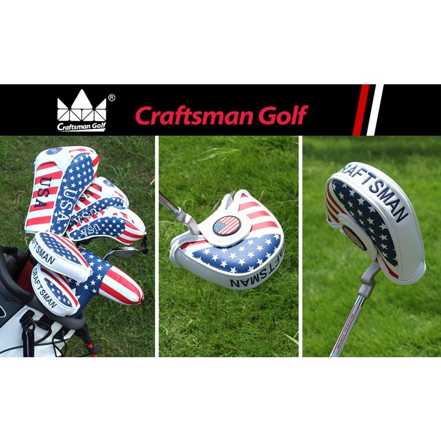 パターカバー（CRAFTSMAN クラフトマン ）ヘッドカバー  Putter Cover 人気アメリカフラグ マレット対応 ホワイト 1個入り｜rakushogolf｜12