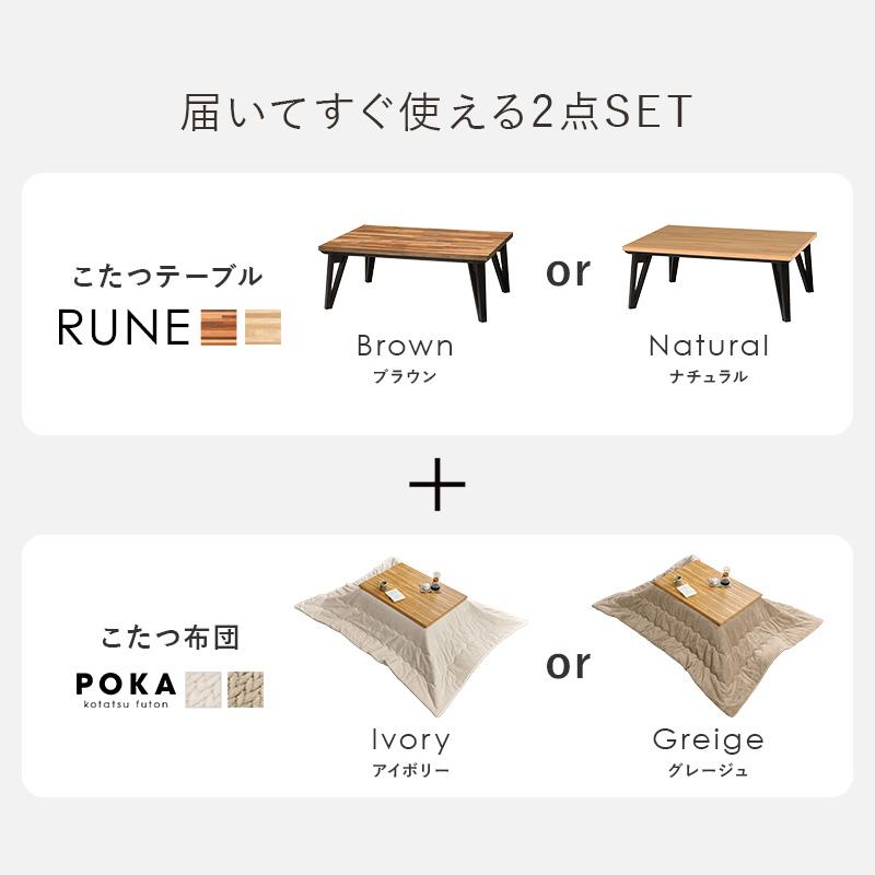 こたつテーブル ニット柄掛布団付き2点セット 寄木 コタツ 木目 無地 おしゃれ ナチュラルモダン 300W面状カーボンヒーター 105cmx75cmの画像