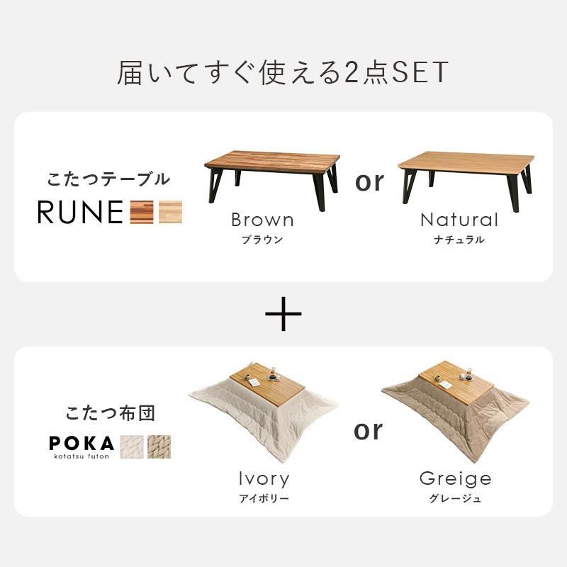 こたつテーブル ニット柄掛布団付き2点セット 寄木 コタツ 木目 無地 おしゃれ ナチュラルモダン 300W面状カーボンヒーター 120cmx75cmの画像