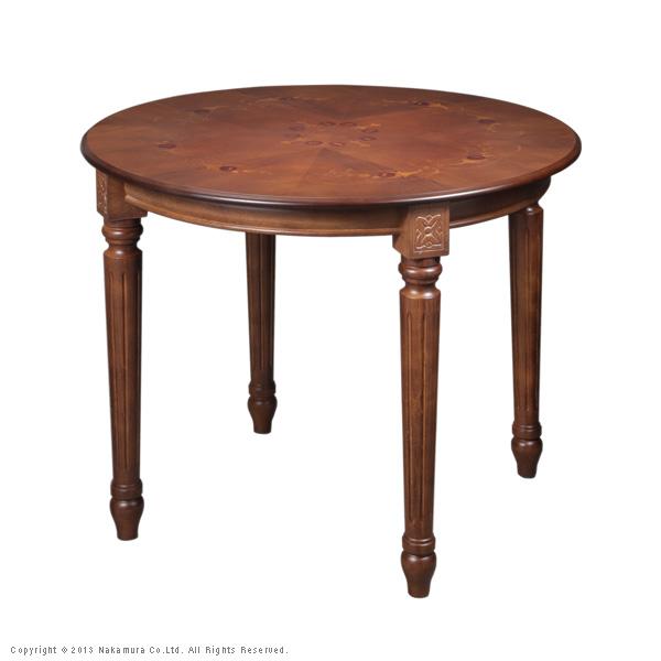 MUSTBUY ダイニングテーブルセット 2人用 円形 本革 アンティーク