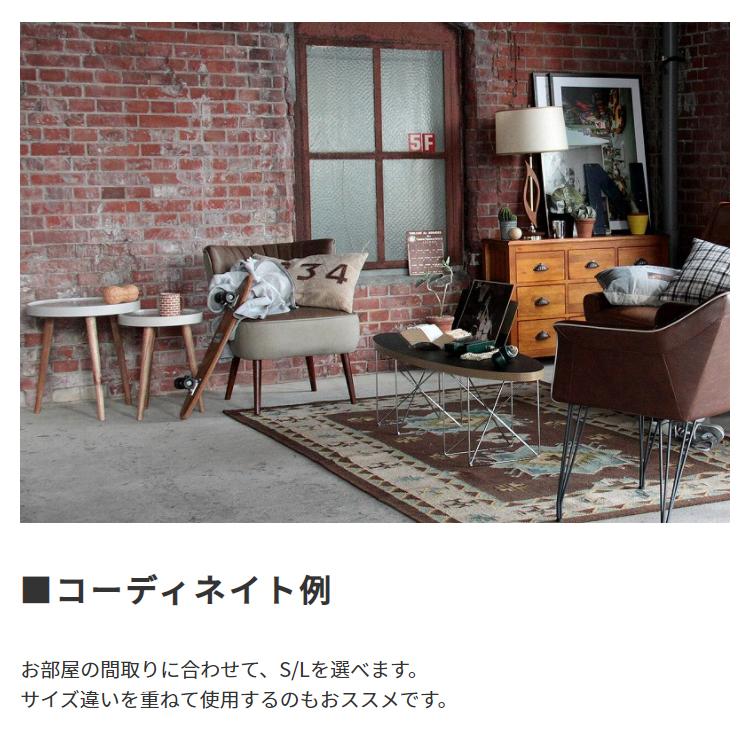 ローテーブル ラック 棚 おしゃれ 円形 丸 木目 レトロ 天然木ミンディ