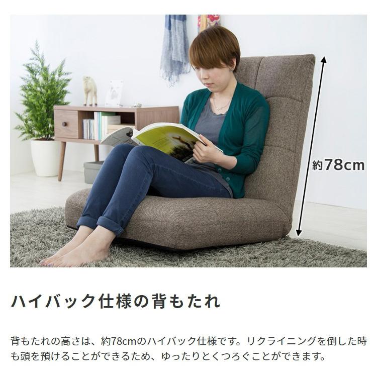 座椅子 おしゃれ ハイバック リクライニングチェア ローソファー ポケットコイル 完成品_5
