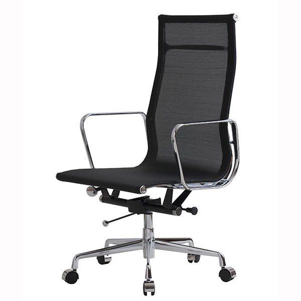 チェア 椅子 スツール イームズ アルミナム ワークチェア デスクチェア ブラック ミッドセンチュリー ハイバック メッシュシート 座面高さ調整430-500mm
