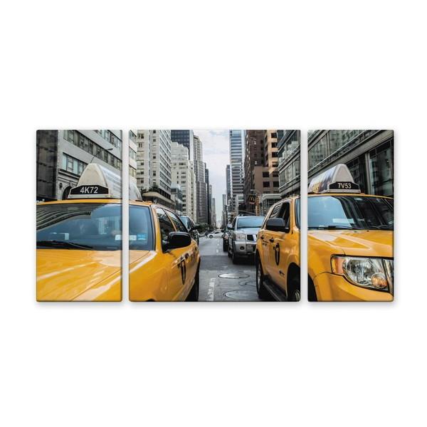 アート アートパネル 写真 3枚セット 大型 100×50cm 壁掛け キャンバス インテリア 風景 ニューヨーク イエローキャブ