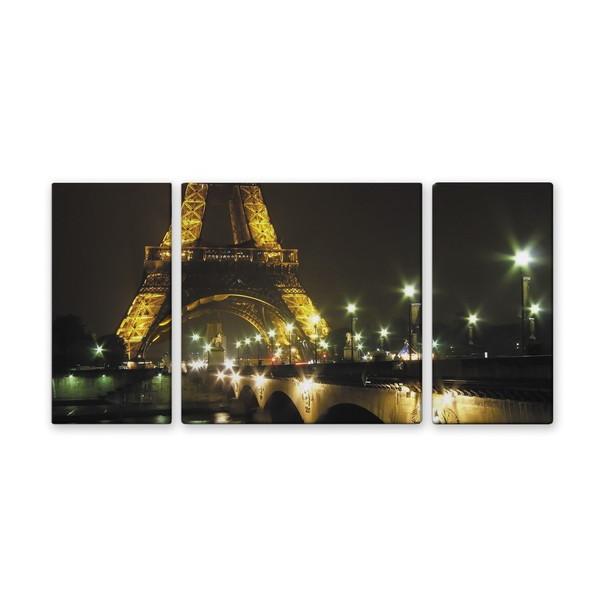 アート アートパネル 写真 3枚セット 大型 100×50cm 壁掛け キャンバス 3分割 インテリア 風景 エッフェル塔 パリ 夜景