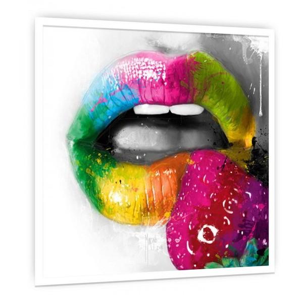 アートパネル 額 フレーム おしゃれ パトリスマルチアーノ 壁掛け ウォールデコレーション 抽象画 Murciano.Patrice Fruity Kiss2 75x75cmの画像