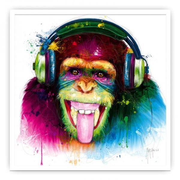 アートパネル 額 フレーム おしゃれ パトリスマルチアーノ 壁掛け ウォールデコレーション 抽象画 Murciano.Patrice DJ Monkey 75x75cm
