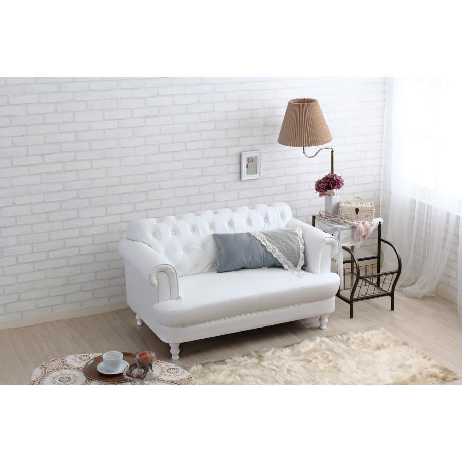 ホワイトレザー 2人掛けソファ ソファ ソファー 二人掛け用 ホワイト ロマンチック 姫系 2人掛け