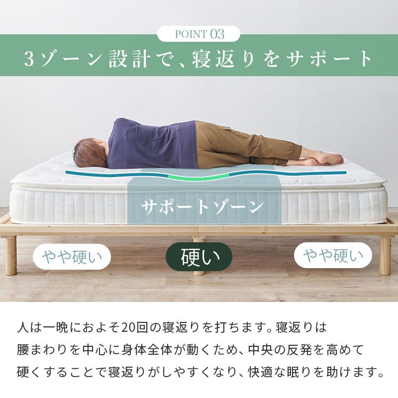 マットレス セミダブルサイズ ピロートップ付き ポケットコイル 極厚 防ダニ 抗菌 防臭 調温 竹繊維 竹炭_12