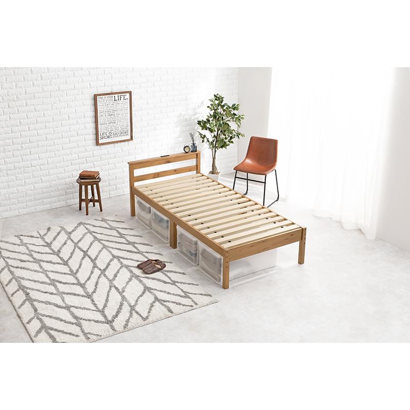 ベッド シングル 高さ調節 すのこ 布団が敷けるロングサイズ ベット 棚