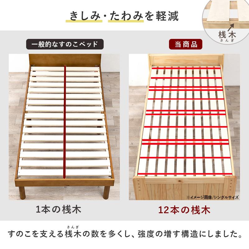 ベッド シングル ポケットコイルマットレス付き すのこ 高さ調節 コンセント ナチュラルモダン ベット 通気性 スノコ_17