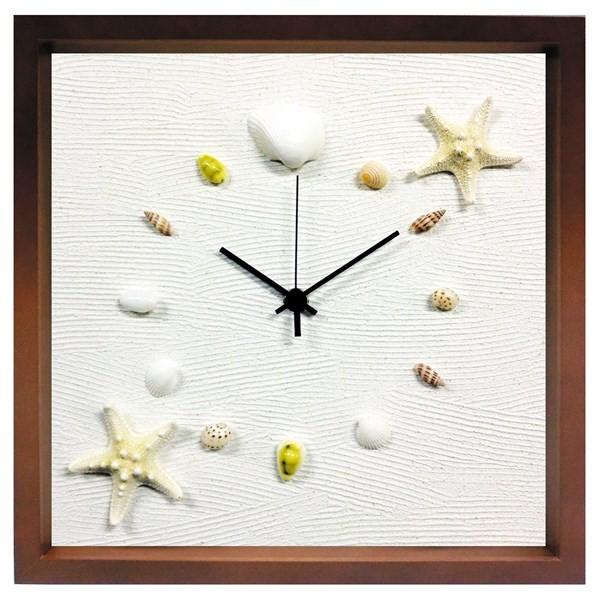 壁掛け時計 アートパネル おしゃれ 貝殻 ヒトデ ナチュラル ネイチャー