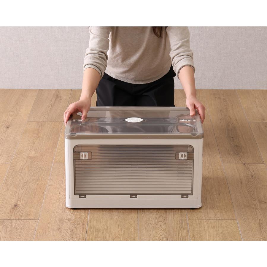 【ほぼ未使用3個セット】5面開き折畳み可能透明収納ボックス【大Mサイズ】 HomeTaste 5面開きができる!折りたたみボックス Lサイズ (53L) 3個
