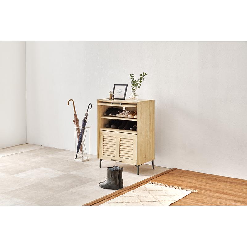 HAGiHARA（萩原） シューズラック 棚 木製 北欧モダン おしゃれ 薄型