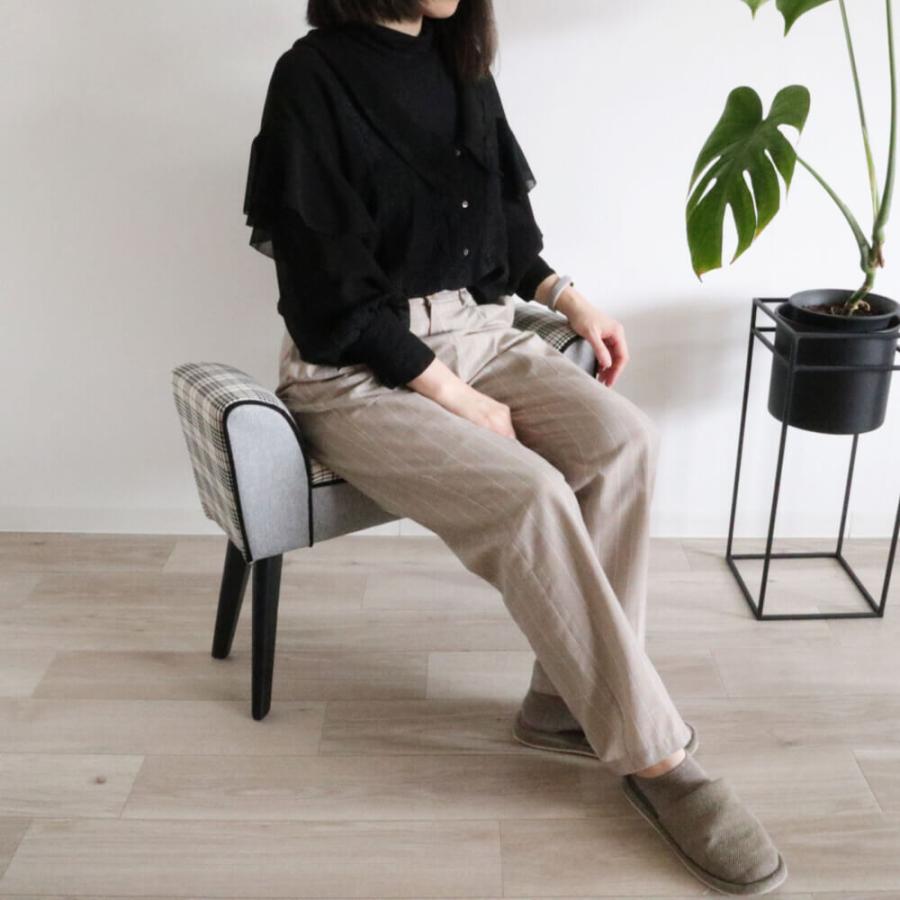 チェア 椅子 スツール レトロ かわいい アンティーク グレーチェック いす イス ソファ 1人掛け コンパクト スリム 座面高さ40cm_8
