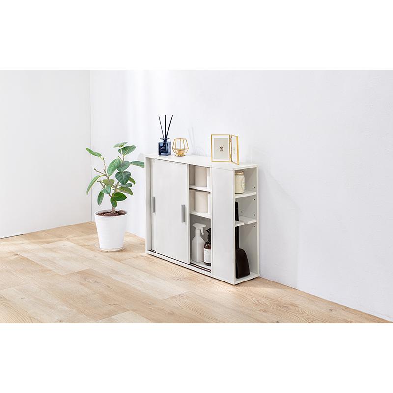 トイレ収納棚 スライド扉 木製 ホワイトウッド HAGiHARA（萩原） ラック トイレ 棚 薄型 おしゃれ ペーパーホルダー