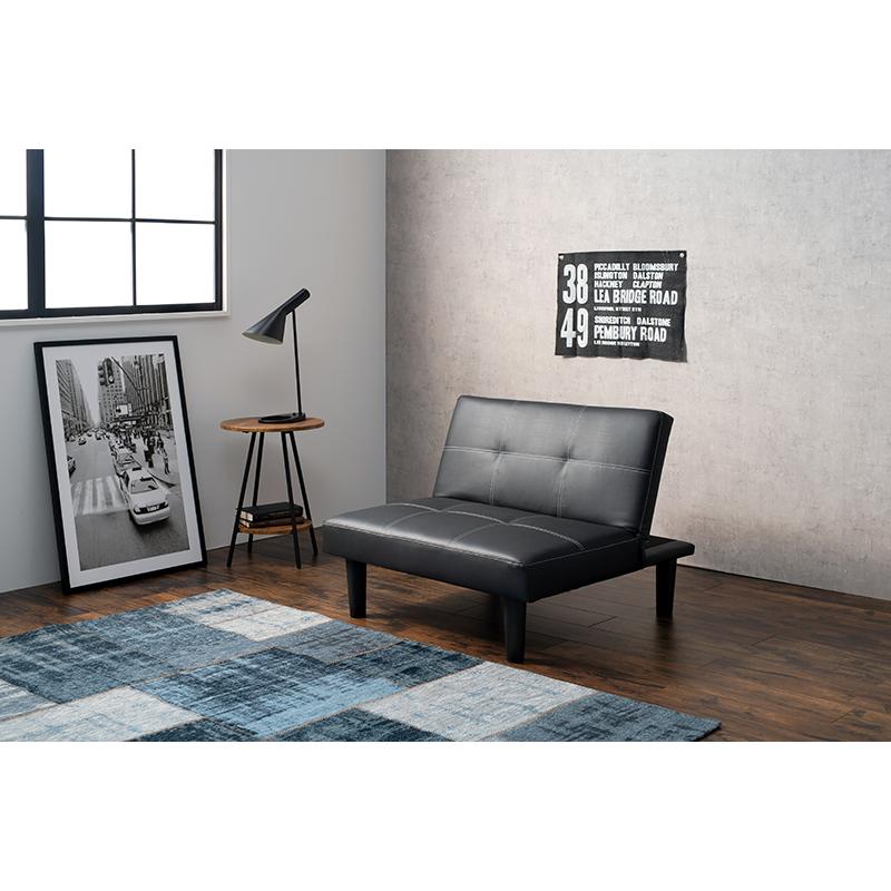 ◎川原　１人掛けレザーブラック HAGiHARA（萩原） ソファー 1人掛け リクライニング おしゃれ ベッド