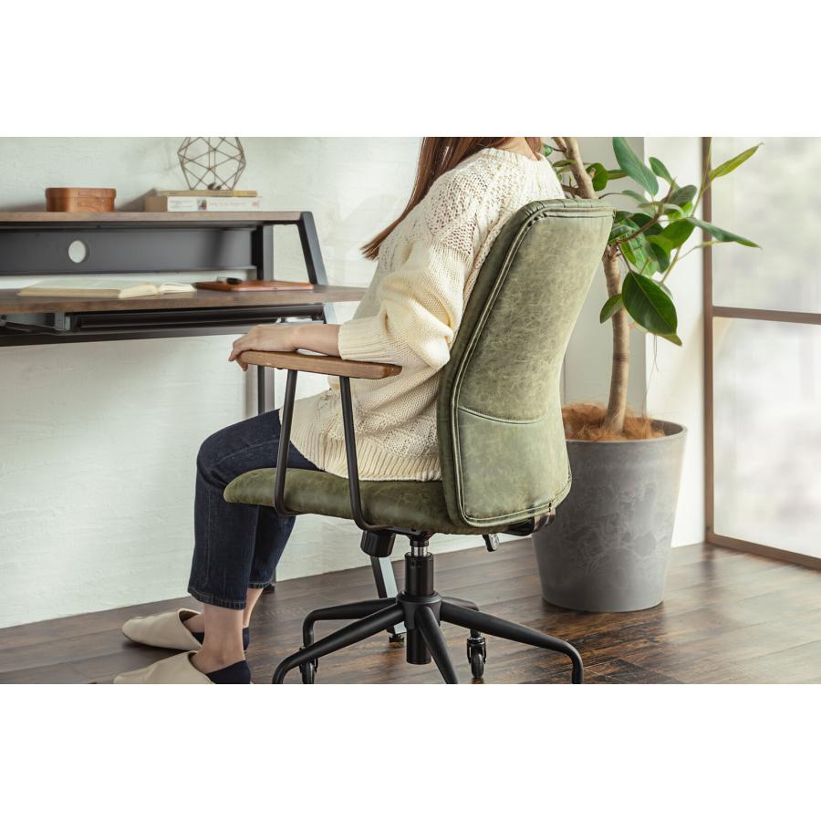 デスクチェア ヴィンテージ調 カフェ風 おしゃれ 肘.キャスター付き