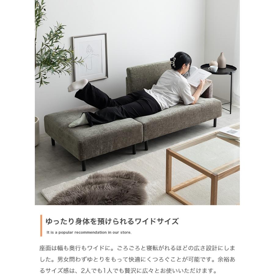 京様専用】2人掛けカウチソファ オットマン付き グレー 北欧風