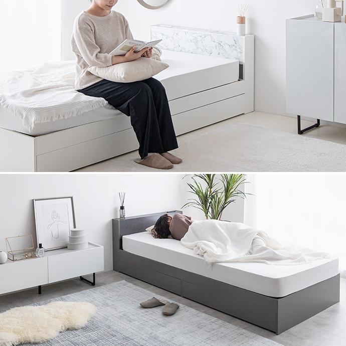 ベッド シングル 高密度アドバンスポケットコイルマットレス付き