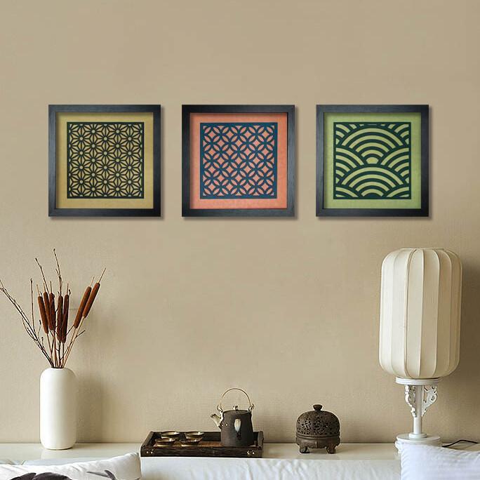 ファブリックパネル アートフレーム 和彩 麻の葉文様 和柄 日本風 紋