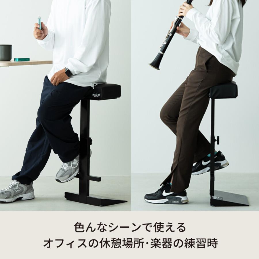 スタンディングチェア 椅子 昇降 ハイスツール レジチェア 作業用 高さ調節 黒 クッション 完成品 いす イス_7