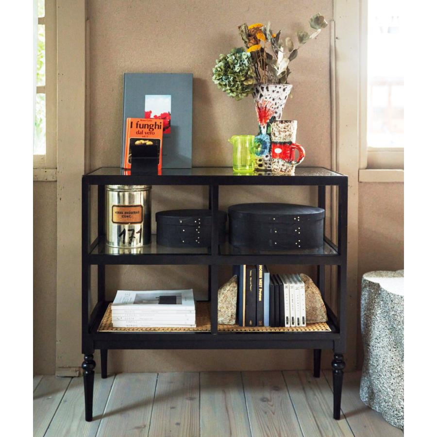 棚 シェルフ ラック ガラス ラタン おしゃれ レトロ アンティーク