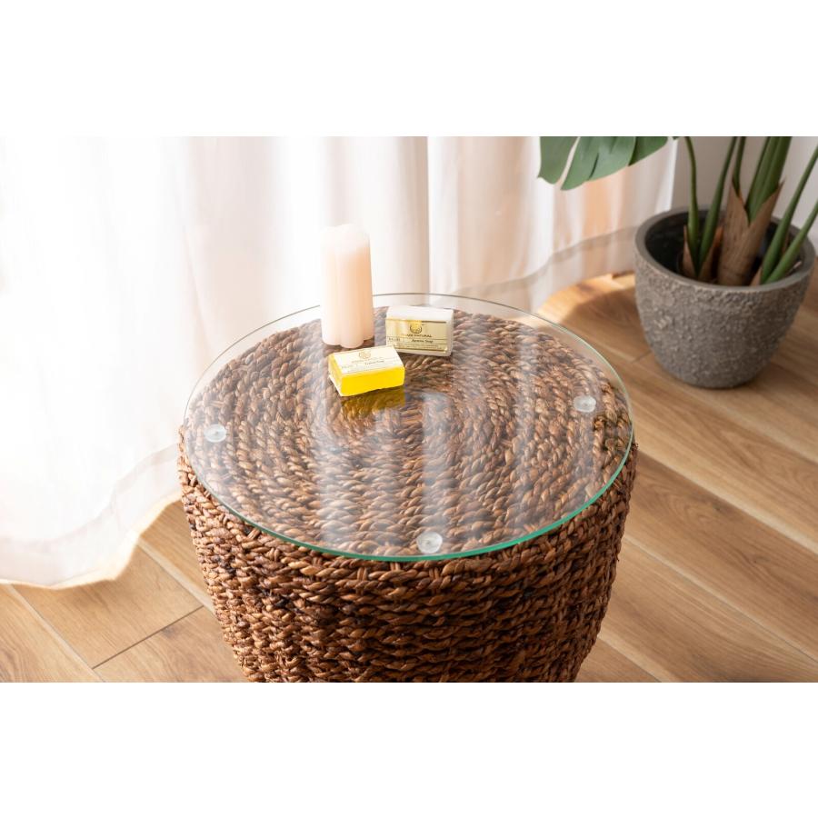 アウトレット送料無料【限定品・新品】★アジアンリゾート風★アバカサイドテーブル サイドテーブル おしゃれ 丸 アジアンリゾート 棚 ラック シンプル