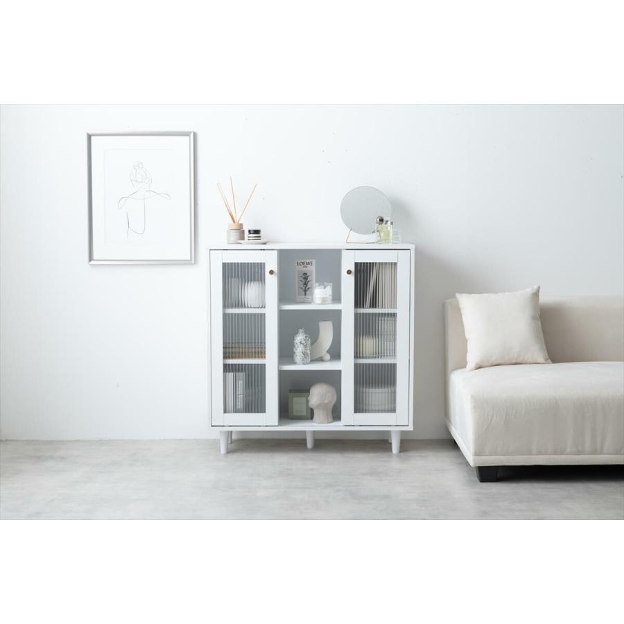 棚 ラック ガラス 扉 北欧モダン おしゃれ レトロ キャビネット サイド