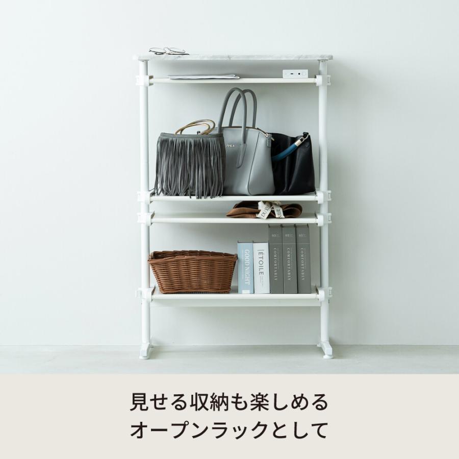ラック 棚 木製 おしゃれ 北欧モダン シェルフ 白 韓国風 かわいい シンプル マーブル 大理石柄 省スペース 幅600mm ワンタッチサイズ調整_10