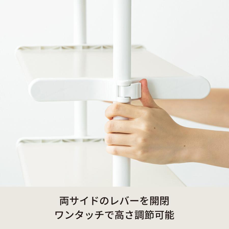 ラック 棚 木製 おしゃれ 北欧モダン シェルフ 白 韓国風 かわいい シンプル マーブル 大理石柄 省スペース 幅600mm ワンタッチサイズ調整_2