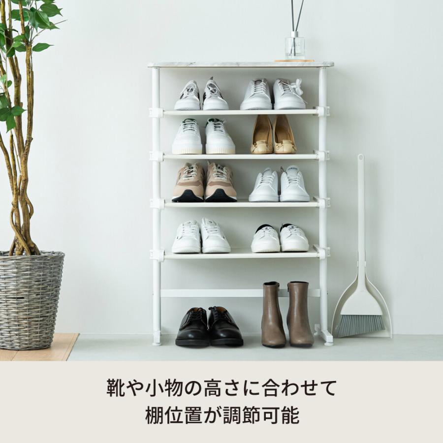 ラック 棚 木製 おしゃれ 北欧モダン シェルフ 白 韓国風 かわいい シンプル マーブル 大理石柄 省スペース 幅600mm ワンタッチサイズ調整_3