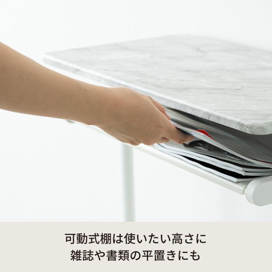 ラック 棚 木製 おしゃれ 北欧モダン シェルフ 白 韓国風 かわいい シンプル マーブル 大理石柄 省スペース 幅600mm ワンタッチサイズ調整_5